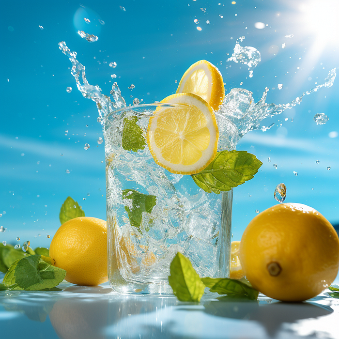 Midjourney Best Food Photography Prompt, A glass of lemonade