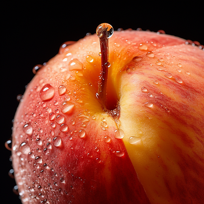 Best Midjourney Food Photography Prompt, Macro shot of a peach