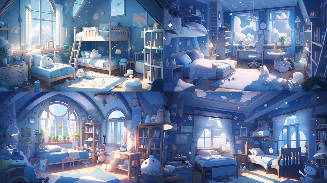 Disney style baby bedroom, created with Midjounrney Niji mode