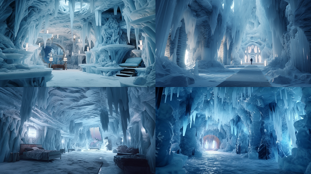 Ice cave, created with Midjourney