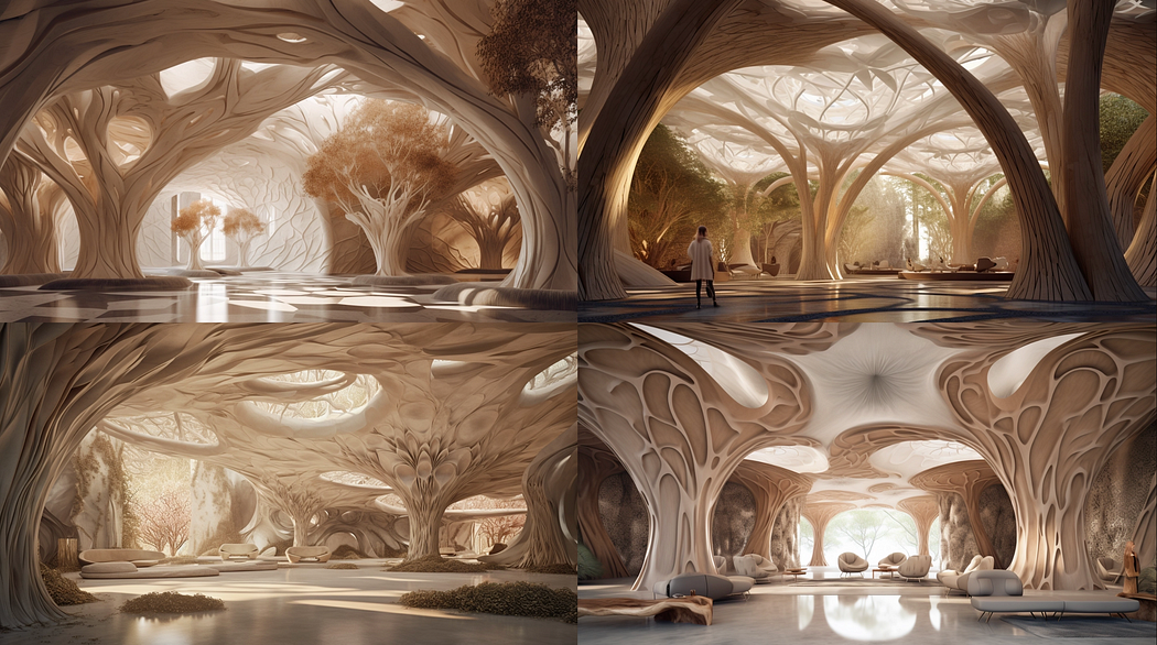 An interior inside of a tree, in the style of realistic yet ethereal, created with Midjourney