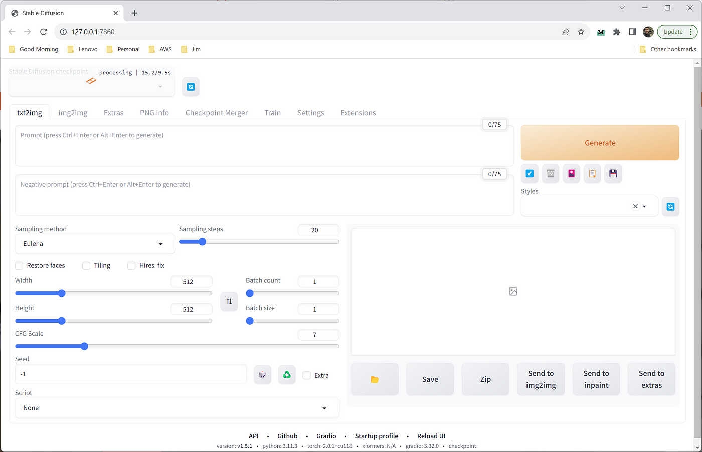 Stable Diffusion WebUI can be launched in your browser through this url: http://127.0.0.1:7860